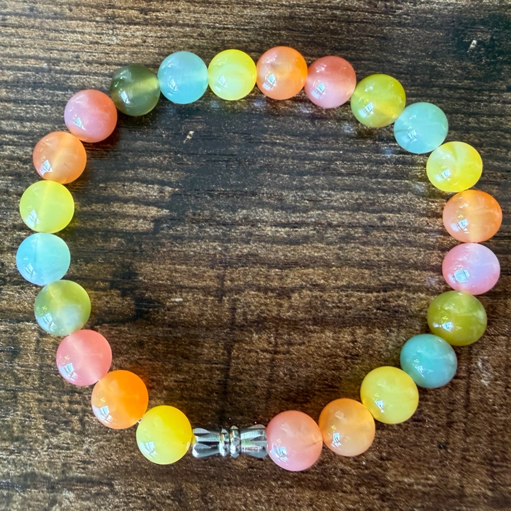 NEW Natural Yanyuan Agate Rainbow Bracelet – 8mm Beads